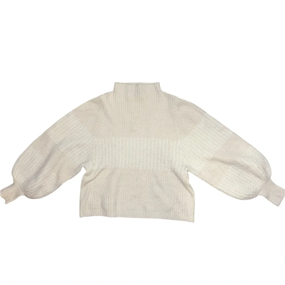 French Connection Vhori Mock Neck Sweater In Oatmeal Mel Women’s Size Medium - Picture 2 of 12